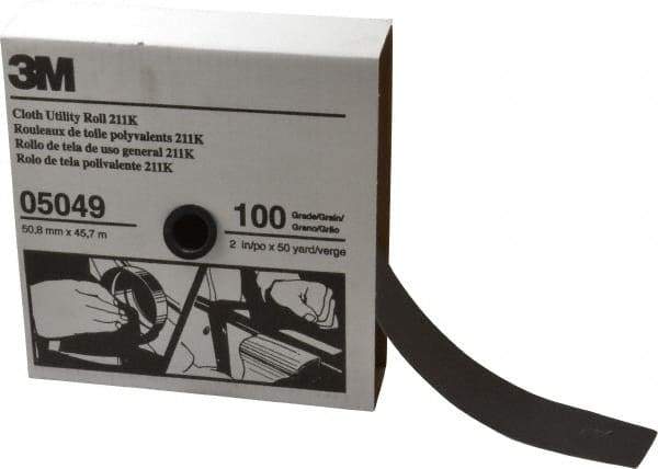 3M - 2" x 50 Yd 100 Grit Aluminum Oxide Cloth Roll - Fine Grade, J Weighted Backing - Benchmark Tooling