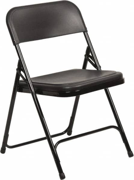 NPS - 18-3/4" Wide x 20-3/4" Deep x 29-3/4" High, Steel Folding Chair with Plastic Seat & Back - Black with Black Frame - Benchmark Tooling