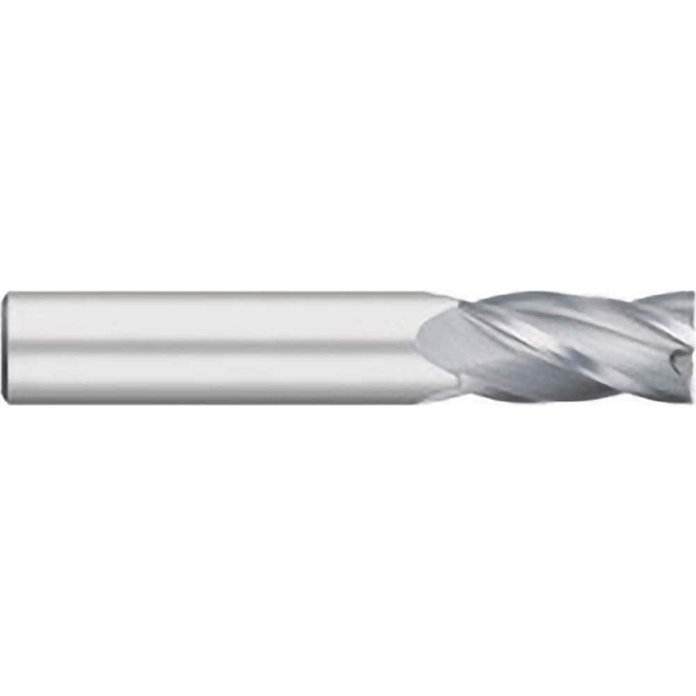 Square End Mill: 1/2'' Dia, 1'' LOC, 1/2'' Shank Dia, 3'' OAL, 4 Flutes, Solid Carbide Single End, Uncoated, Upcut Flute, 30 ° Helix, Centercutting, RH Cut, RH Flute