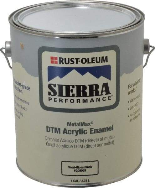 Rust-Oleum - 1 Gal Semi Gloss Black Acrylic Enamel - 180 to 545 Sq Ft/Gal Coverage, <0 g/L VOC Content, Direct to Metal - Benchmark Tooling