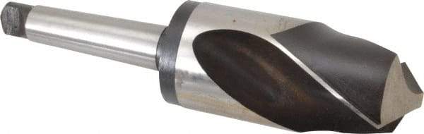 Interstate - 2-7/8", 4MT 118° Point High Speed Steel Taper Shank Drill Bit - Oxide Finish, 4-1/2" Flute Length, 11" OAL, Spiral Flute - Benchmark Tooling