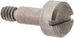Made in USA - 1/8" Shoulder Diam x 1/4" Shoulder Length, #4-40 UNC, Slotted Precision Shoulder Screw - 416 Stainless Steel, Uncoated, 1/8" Head Height x 1/4" Head Diam - Benchmark Tooling