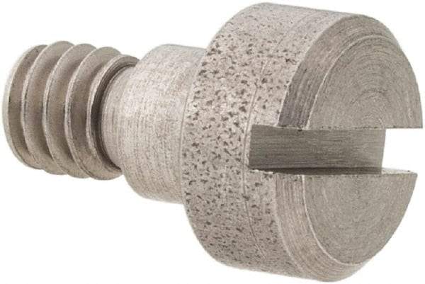 Made in USA - 3/16" Shoulder Diam x 1/8" Shoulder Length, #8-32 UNC, Slotted Precision Shoulder Screw - 416 Stainless Steel, Uncoated, 5/32" Head Height x 5/16" Head Diam - Benchmark Tooling
