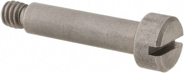Made in USA - 3/16" Shoulder Diam x 3/4" Shoulder Length, #8-32 UNC, Slotted Precision Shoulder Screw - 416 Stainless Steel, Uncoated, 5/32" Head Height x 5/16" Head Diam - Benchmark Tooling