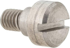 Made in USA - 1/4" Shoulder Diam x 1/8" Shoulder Length, #10-32 UNF, Slotted Precision Shoulder Screw - 416 Stainless Steel, Uncoated, 3/16" Head Height x 3/8" Head Diam - Benchmark Tooling