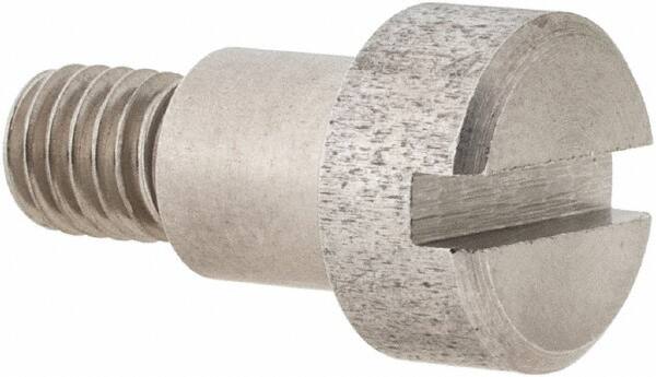 Made in USA - 1/4" Shoulder Diam x 1/4" Shoulder Length, #10-32 UNF, Slotted Precision Shoulder Screw - 416 Stainless Steel, Uncoated, 3/16" Head Height x 3/8" Head Diam - Benchmark Tooling