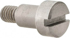 Made in USA - 1/4" Shoulder Diam x 5/16" Shoulder Length, #10-32 UNF, Slotted Precision Shoulder Screw - 416 Stainless Steel, Uncoated, 3/16" Head Height x 3/8" Head Diam - Benchmark Tooling