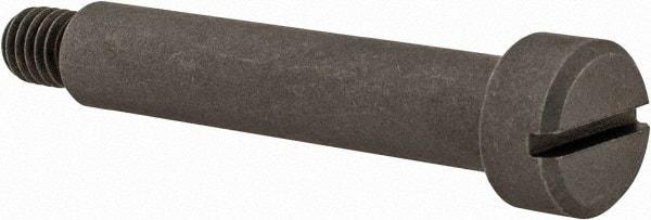 Made in USA - 1/4" Shoulder Diam x 1-1/4" Shoulder Length, #10-32 UNF, Slotted Precision Shoulder Screw - 416 Stainless Steel, Uncoated, 3/16" Head Height x 3/8" Head Diam - Benchmark Tooling