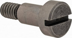 Made in USA - 5/16" Shoulder Diam x 1/2" Shoulder Length, 1/4-20 UNC, Slotted Precision Shoulder Screw - 416 Stainless Steel, Uncoated, 7/32" Head Height x 1/2" Head Diam - Benchmark Tooling