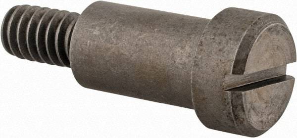 Made in USA - 3/8" Shoulder Diam x 5/8" Shoulder Length, 1/4-20 UNC, Slotted Precision Shoulder Screw - 416 Stainless Steel, Uncoated, 7/32" Head Height x 1/2" Head Diam - Benchmark Tooling