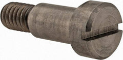 Made in USA - 3/8" Shoulder Diam x 5/8" Shoulder Length, 5/16-18 UNC, Slotted Precision Shoulder Screw - 416 Stainless Steel, Uncoated, 1/4" Head Height x 9/16" Head Diam - Benchmark Tooling