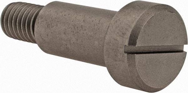 Made in USA - 1/2" Shoulder Diam x 1" Shoulder Length, 3/8-16 UNC, Slotted Precision Shoulder Screw - 416 Stainless Steel, Uncoated, 5/16" Head Height x 3/4" Head Diam - Benchmark Tooling