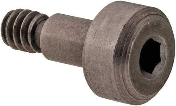 Made in USA - 1/8" Shoulder Diam x 3/16" Shoulder Length, #4-40 UNC, Hex Socket Precision Shoulder Screw - 416 Stainless Steel, Uncoated, 1/8" Head Height x 1/4" Head Diam - Benchmark Tooling