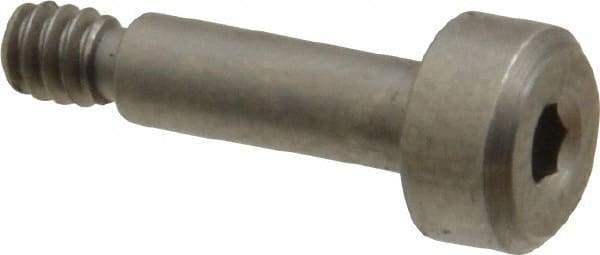 Made in USA - 1/8" Shoulder Diam x 3/8" Shoulder Length, #4-40 UNC, Hex Socket Precision Shoulder Screw - 416 Stainless Steel, Uncoated, 1/8" Head Height x 1/4" Head Diam - Benchmark Tooling