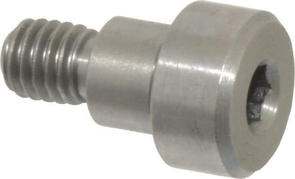 Made in USA - 1/4" Shoulder Diam x 3/16" Shoulder Length, #10-32 UNF, Hex Socket Precision Shoulder Screw - 416 Stainless Steel, Uncoated, 3/16" Head Height x 3/8" Head Diam - Benchmark Tooling