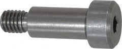 Made in USA - 1/4" Shoulder Diam x 1/2" Shoulder Length, #10-32 UNF, Hex Socket Precision Shoulder Screw - 416 Stainless Steel, Uncoated, 3/16" Head Height x 3/8" Head Diam - Benchmark Tooling
