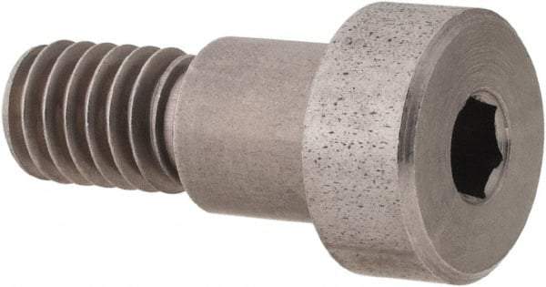 Made in USA - 3/8" Shoulder Diam x 3/8" Shoulder Length, 5/16-18 UNC, Hex Socket Precision Shoulder Screw - 416 Stainless Steel, Uncoated, 1/4" Head Height x 9/16" Head Diam - Benchmark Tooling