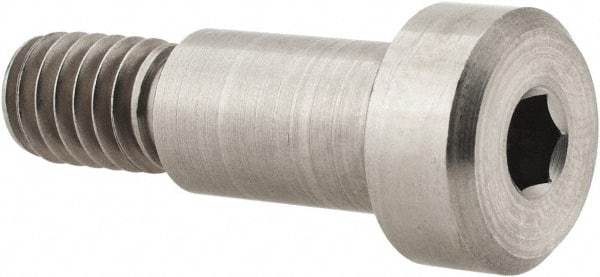Made in USA - 3/8" Shoulder Diam x 5/8" Shoulder Length, 5/16-18 UNC, Hex Socket Precision Shoulder Screw - 416 Stainless Steel, Uncoated, 1/4" Head Height x 9/16" Head Diam - Benchmark Tooling