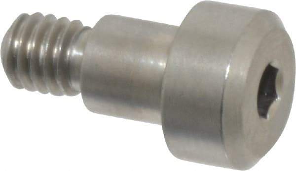 Made in USA - 5mm Shoulder Diam x 5mm Shoulder Length, M4x0.7 Metric Coarse, Hex Socket Shoulder Screw - 303, 18-8 Stainless Steel, Uncoated, 4mm Head Height x 8mm Head Diam - Benchmark Tooling