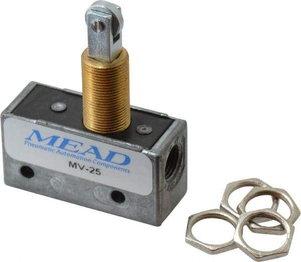 Mead - 0.11 CV Rate, 3 Way Pilot Air Valve - Roller Plunger Actuator - Benchmark Tooling