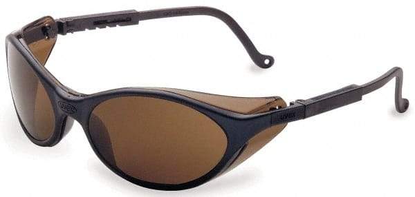 Uvex - Espresso Lenses, Framed Safety Glasses - Scratch Resistant, Slate Blue Polycarbonate/ABS Blend Frame, Adjustable Temples, Size Universal, Wrap Around - Benchmark Tooling