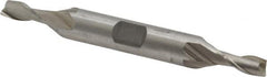 Interstate - 7/32", 1/2" LOC, 3/8" Shank Diam, 3-1/8" OAL, 2 Flute, High Speed Steel Square End Mill - Double End, Uncoated, Spiral Flute, 30° Helix, Centercutting, Right Hand Cut, Right Hand Flute - Benchmark Tooling