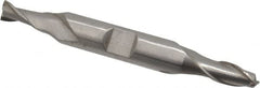 Interstate - 1/4", 1/2" LOC, 3/8" Shank Diam, 3-1/8" OAL, 2 Flute, High Speed Steel Square End Mill - Double End, Uncoated, Spiral Flute, 30° Helix, Centercutting, Right Hand Cut, Right Hand Flute - Benchmark Tooling