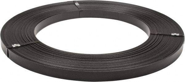 Made in USA - 851' Long x 1-1/4" Wide, Ribbon Wound Coil Steel Strapping - 5,250 Lb Capacity, 0.029" Thick - Benchmark Tooling