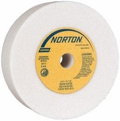Norton - 60 Grit Aluminum Oxide Type 1 Internal Grinding Wheel - 4" Diam x 1/2" Hole x 1" Thick, 6,210 Max RPM, Medium Grade, M Hardness, Vitrified Bond, No Recess - Benchmark Tooling