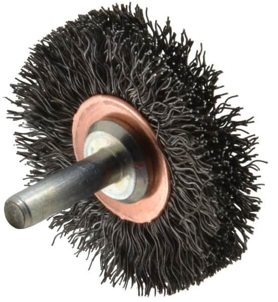 Anderson - 2" Brush Diam, Crimped, End Brush - 1/4" Diam Shank, 20,000 Max RPM - Benchmark Tooling