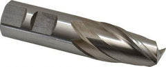 Interstate - 7/8", 1-1/2" LOC, 7/8" Shank Diam, 3-3/4" OAL, 2 Flute, High Speed Steel Square End Mill - Single End, Uncoated, Spiral Flute, 30° Helix, Centercutting, Right Hand Cut, Right Hand Flute - Benchmark Tooling