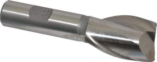 Interstate - 1", 1-1/2" LOC, 5/8" Shank Diam, 3-5/8" OAL, 2 Flute, High Speed Steel Square End Mill - Single End, Uncoated, Spiral Flute, 30° Helix, Centercutting, Right Hand Cut, Right Hand Flute - Benchmark Tooling