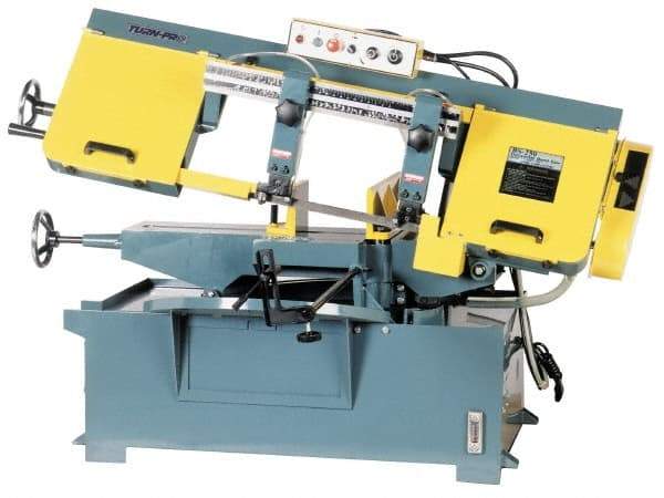 Enco - 10 x 16" Max Capacity, Manual Step Pulley Horizontal Bandsaw - 220/440 Volts, 2 hp, 3 Phase - Benchmark Tooling