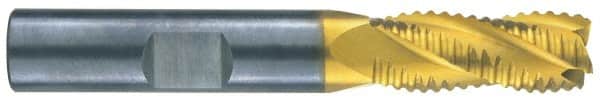 RobbJack - 7/16" Diam, Fine Pitch, 1" LOC, 4 Flute Solid Carbide Roughing Square End Mill - TiCN Finish, 2-3/4" OAL, 7/16" Shank Diam, Single End, Centercutting, 30° Helix - Benchmark Tooling