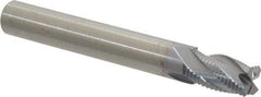 RobbJack - 5/16" Diam, Fine Pitch, 1/2" LOC, 4 Flute Solid Carbide Roughing Square End Mill - TiCN Finish, 2-1/2" OAL, 5/16" Shank Diam, Single End, Centercutting, 30° Helix - Benchmark Tooling