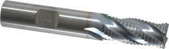 RobbJack - 1/2" Diam, Fine Pitch, 1" LOC, 4 Flute Solid Carbide Roughing Square End Mill - TiCN Finish, 3" OAL, 1/2" Shank Diam, Single End, Centercutting, 30° Helix - Benchmark Tooling
