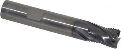 RobbJack - 1/2" Diam, Fine Pitch, 5/8" LOC, 4 Flute Solid Carbide Roughing Square End Mill - AlTiN Finish, 3" OAL, 1/2" Shank Diam, Single End, Centercutting, 30° Helix - Benchmark Tooling