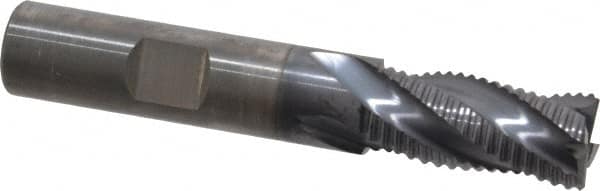 RobbJack - 1/2" Diam, Fine Pitch, 1" LOC, 4 Flute Solid Carbide Roughing Square End Mill - AlTiN Finish, 3" OAL, 1/2" Shank Diam, Single End, Centercutting, 30° Helix - Benchmark Tooling