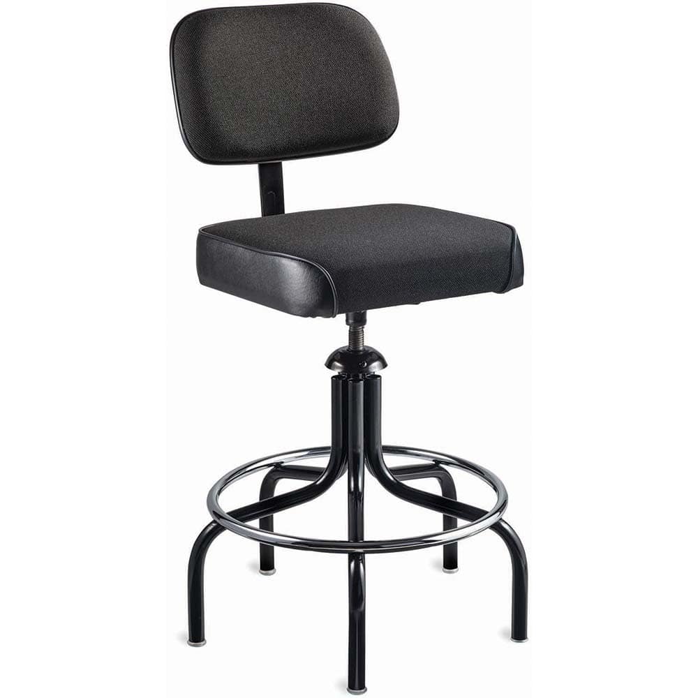 Task Chair: Cloth, Adjustable Height, Black Cloth & Vinyl Seat, Black