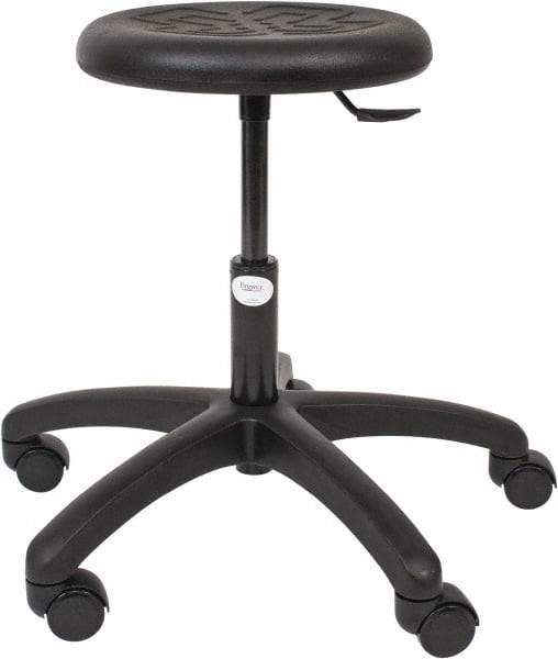 Made in USA - 15-1/2 to 20-1/2" High Utility Stool - Polyurethane Seat, Black - Benchmark Tooling