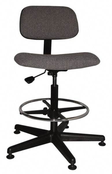 Bevco - Ergonomic Chair with Adjustable Footring - Cloth Seat, Gray - Benchmark Tooling