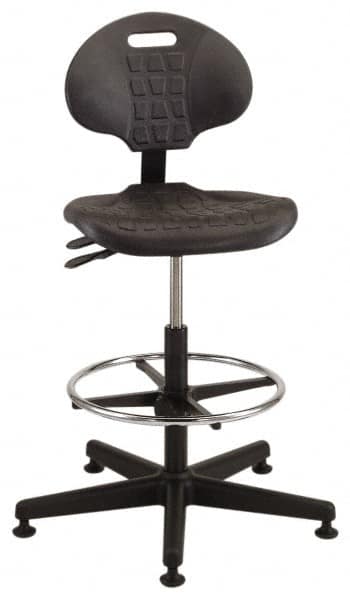 Made in USA - Tilt Poly Chair with Adjustable Footring - Polyurethane Seat, Black - Benchmark Tooling