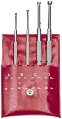 SPI - 1/8 to 1/2 Inch Measurement, 0.8800, 1.2000 and 1.6000 Inch Gage Depth, Small Hole Gage Set - Half Ball, Satin Chrome Coated, Includes Pouch - Benchmark Tooling