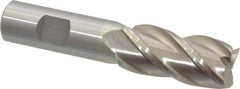 Interstate - 7/8", 1-7/8" LOC, 3/4" Shank Diam, 4-1/8" OAL, 4 Flute, High Speed Steel Square End Mill - Single End, Uncoated, Spiral Flute, 30° Helix, Right Hand Cut, Right Hand Flute - Benchmark Tooling