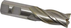 Interstate - 7/8", 1-7/8" LOC, 7/8" Shank Diam, 4-1/8" OAL, 4 Flute, High Speed Steel Square End Mill - Single End, Uncoated, Spiral Flute, 30° Helix, Right Hand Cut, Right Hand Flute - Benchmark Tooling