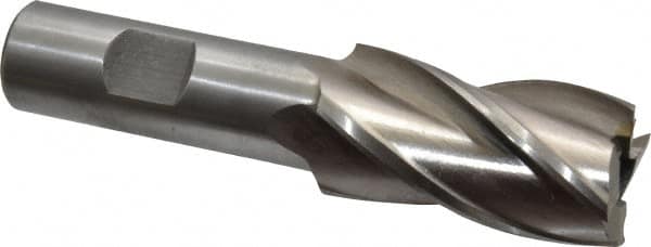 Interstate - 1", 1-7/8" LOC, 3/4" Shank Diam, 4-1/8" OAL, 4 Flute, High Speed Steel Square End Mill - Single End, Uncoated, Spiral Flute, 30° Helix, Right Hand Cut, Right Hand Flute - Benchmark Tooling