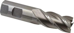 Interstate - 1", 2" LOC, 1" Shank Diam, 4-1/2" OAL, 4 Flute, High Speed Steel Square End Mill - Single End, Uncoated, Spiral Flute, 30° Helix, Right Hand Cut, Right Hand Flute - Benchmark Tooling