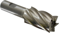 Interstate - 1-3/16", 2" LOC, 3/4" Shank Diam, 4-1/4" OAL, 6 Flute, High Speed Steel Square End Mill - Single End, Uncoated, Spiral Flute, 30° Helix, Right Hand Cut, Right Hand Flute - Benchmark Tooling