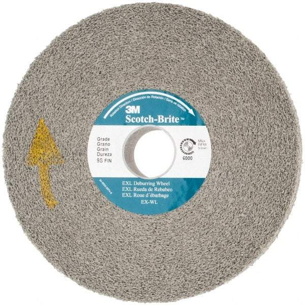 3M - 6" Diam, 1" Face Width, 1" Center Hole, Fine Grade, Silicon Carbide Deburring Wheel - Convolute, Hard Density 8 Grade, 6,000 RPM - Benchmark Tooling