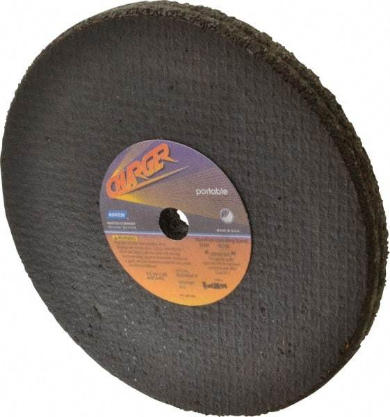 Norton - 8" Diam x 5/8" Hole x 3/4" Thick, R Hardness, 14 Grit Surface Grinding Wheel - Zirconia Alumina, Type 1, Very Coarse Grade, 6,000 Max RPM, No Recess - Benchmark Tooling